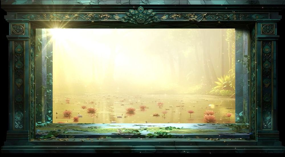 Golden Lotus Garden Backdrop